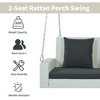 CAVINAS 2-Seat Wicker Hanging Porch Swing with Chains,Patio Swing with Cushion and 2 Pillow,Rattan Swing Bench for Backyard,Porch,Garden,White - 4 of 4