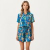 Anna-Kaci Lounge Women's Whimsical Garden Animal Print Pajama Set with Short Sleeve Button-Up Top and Matching Shorts - 2 of 4