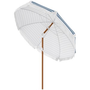 7 x 7 ft Outdoor Umbrella with Tilt, Vent, Patio Market Table Umbrella Parasol with Fringed Ruffles and Flounce - 1 of 4