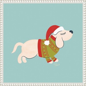 Amanti Art Cute Christmas Beagle by Carrie Cantwell Canvas Art Framed - 1 of 4