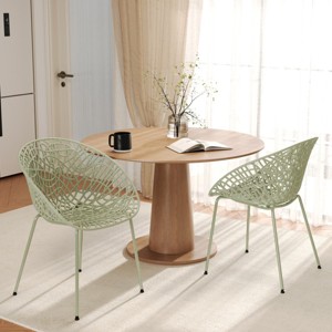 Set of 2 Outdoor Dining Chairs, Plastic Frame Patio Chairs with Diamond Cutout Design for Garden or Balcony-Maison Boucle - 1 of 4
