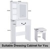 TOBILI Modern Mini Dressing Table with LED-lit Mirror & Hidden Storage,Includes Padded Stool,Adjustable Brightness Vanity Desk,White - 3 of 4