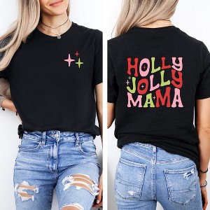 Simply Sage Market Women's Holly Jolly Mama Colorful Front and Back Short Sleeve Graphic Tee - 1 of 4