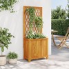 vidaXL Planter with Trellis - Outdoor Wooden Garden Flower Box 21.7"x11.6"x52" - Solid Acacia Wood - Patio Plant Support - 3 of 4