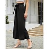 Womens Shirred Paperbag-Waist Pants High Waisted Pants with Pockets Side Slit Wide Leg Pants Waist Tie Knot Palazzo Trousers - 4 of 4