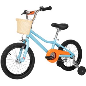 Hykolity Kids Bike Boy Girl Bicycle 16 inch for Children Age 4-7 Years Old Height 41-53 in Child Sport Bike includes Training Wheel Basket Aqua Blue - 1 of 4