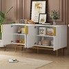 NicBex Modern 4-door Sideboard Cabinet with Gold Metal Handle, Adjustable Shelves Storage Cabinet, Wavy Stripe Buffet Cabinet for Dining Room - 2 of 4