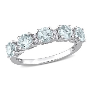 EVERLY JEWELRY | Sterling Silver 1 3/8 CT TGW Aquamarine White Topaz Fashion Ring - 1 of 4