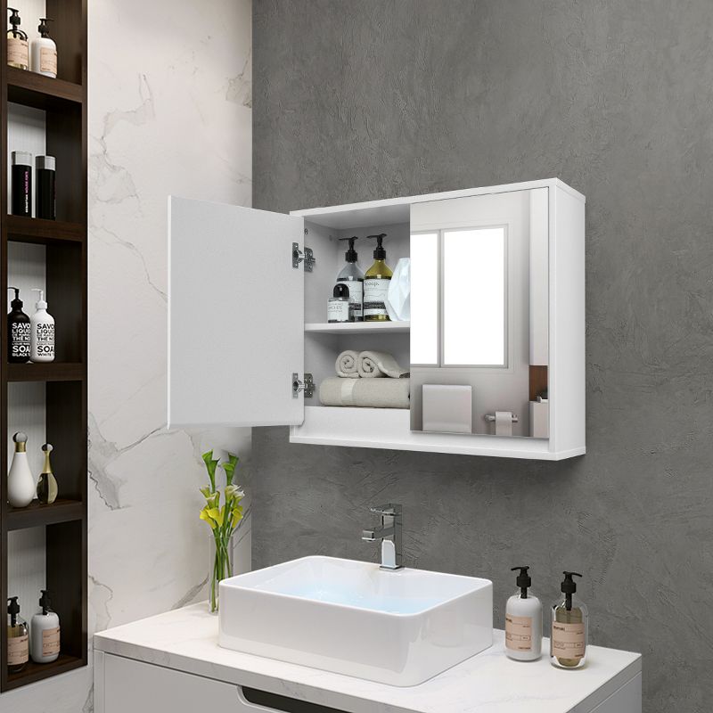 Costway Wall Mounted Bathroom Storage Cabinet Medicine Cabinet Organizer Shelf W/Double Mirror Door White, 4 of 11