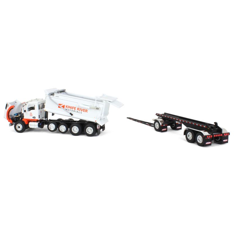 First Gear DCP 1/64 Kenworth T880 Dump w/ Dolly & Rogue Tandem Dump Trailer, Knife River, 2021 Natl Toy Truck 'N Construction 69-1068, 4 of 7