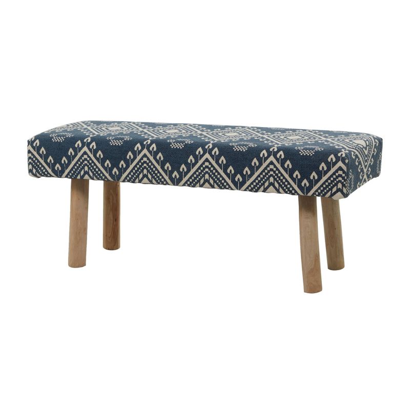 Bohemian Wood Cotton Upholstered Bench - Olivia & May, 1 of 8