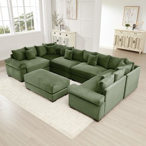 Christopher Knight Home Hodge 137.7" Oversized Corduroy 6-Seat U-Sectional Sofa with Ottoman - 1 of 4