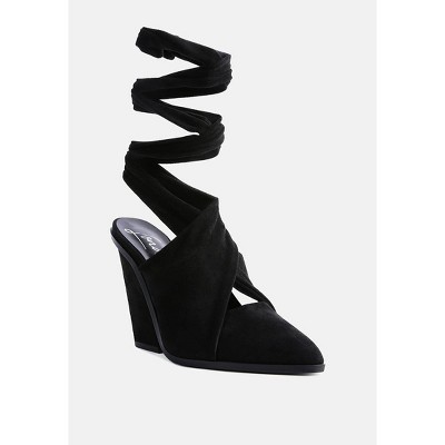 Mama Fav Lace Up Block Heel Mules