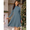 Allegra K Women's Elegant Work Sheath Mock Neck Flare Long Sleeve Knit Midi Dress - 2 of 4