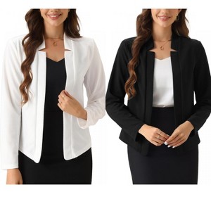 INSPIRE CHIC Women's Open Front Long Sleeve Business Work Office Blazer 2 Packs - 1 of 4