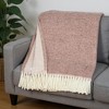 HomeRoots 55" X 70" Dusty Rose And White Chevron Cotton Blend Woven Plush Throw Blanket with Fringe - 2 of 4