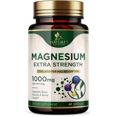 Health Nutrition Naturals Magnesium Extra Strength 1000mg - Chelated for Max Absorption