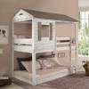 Infurnic Beds, Bunk Bed Twin Over Twin with Roof, Windows, Ladder and Safety Guardrail, Country Style Bunk Bed for Kids, White, 77.5"*43.5"*90.5" - 2 of 4