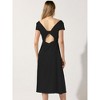 Allegra K Women's Satin Cowl Neck Cap Sleeve Backless Twist Split Midi Cocktail Dress - 3 of 4