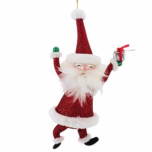 De Carlini Italian Ornaments 7.75 In Jolly Gift Jig Christmas Tree Ornament , Christmas Decor Freeblown Santa Mgd (1PC) - 1 of 4