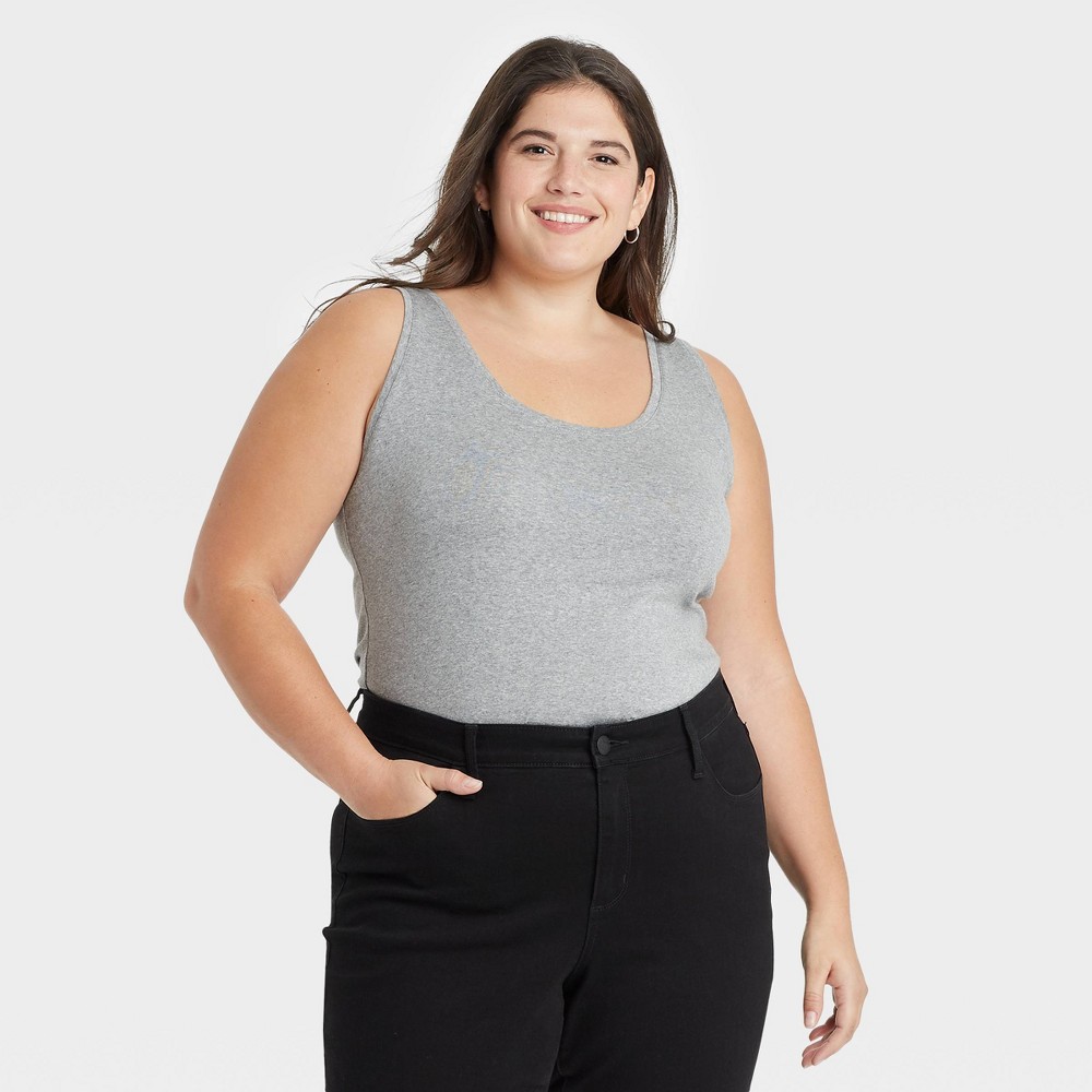 Women's Plus Size Slim Fit Tank Top - Ava & Viv Heather Gray 4X