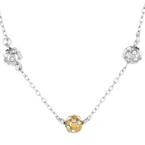 ELYA Women's Polished Cubic Zirconia Spheres Steel Necklace - 17.5" - 1 of 3