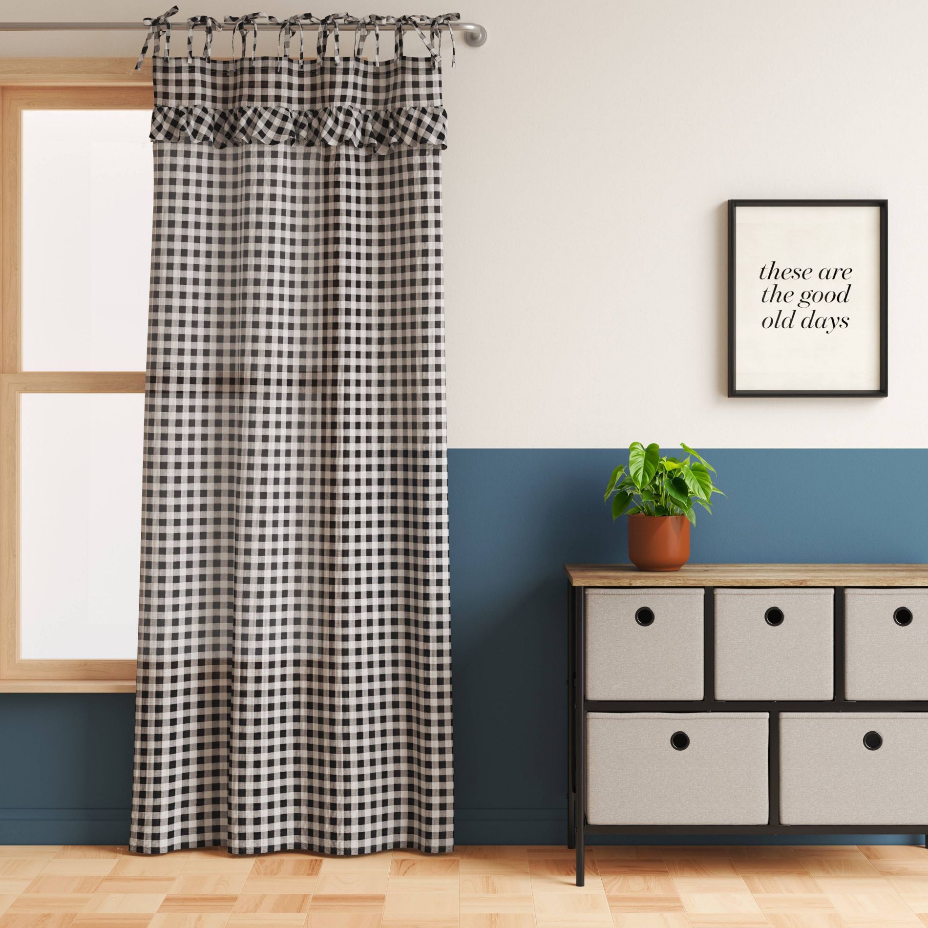42"x84" Light Filtering Gingham Ruffle Dorm Curtain Panel - Room Essentials™