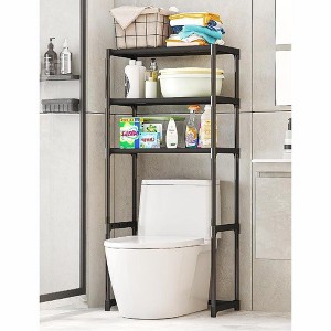 Tall 3-Tier Bathroom Shelf Unit, Over-The-Toilet Storage Rack with Iron Frame, Space Saving Organizer for Towels & Supplies - 1 of 4