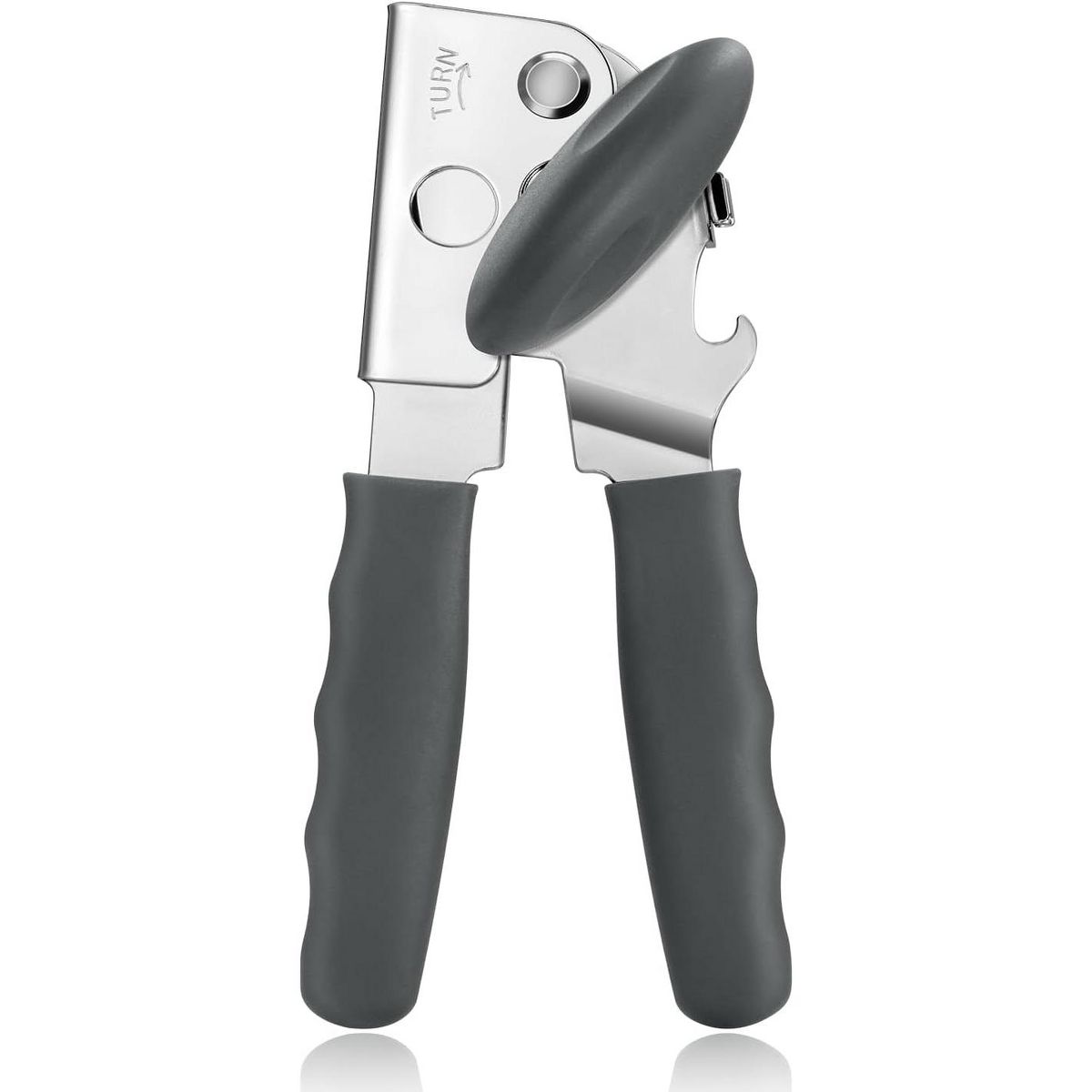 Can Opener Manual Heavy Duty, Solid Steel Hand Manual Can Open with Magnet for Kitchen Camping, Gray