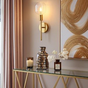 Glam Glass Vase - Handcrafted Mosaic Pattern - Elegant Metallic Home Decor for Living Room, Bedroom, Office - Decorative Accent - 7" Bronze & Copper - 1 of 4