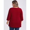 Women's Plus Size Button Decor Pintuck Split Neck 3/4 Sleeve Dressy Casual Blouses - GRACE & GRANDEUR - 3 of 4