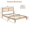 WhizMax Full Size Bed Frame with Rattan Square Headboard and LED Lights, Oak Full Size Rattan Bed Frame with Wooden Slats Support, Mattress Foundation - 2 of 4