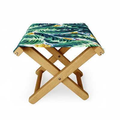 Marta Barragan Camarasa Tropical Leaf on Ornamental Pattern Folding Stool - Deny Designs