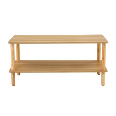 LIVAREEmlen Modern 2-Tier Coffee Table for Living Room Furniture,Rectangular Center Table with Open Storage Shelf,Stable and Durable,Easy Assembly