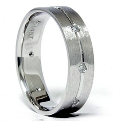 Pompeii3 Mens White Gold Comfort Fit SI Diamond Wedding Band New