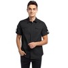 Men's Casual Outdoor Tab Sleeve Button Down Solid Color Cotton Cargo Shirt - 4 of 4