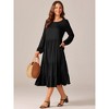 Seta T Women's Fall Casual Crewneck Flowy Tiered Boho Maxi Dress with Pockets - 2 of 4