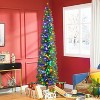 HOMCOM 8ft Prelit Artificial Christmas Tree Holiday Decoration with Colorful LED Lights, Pencil Shape, Green - 3 of 4