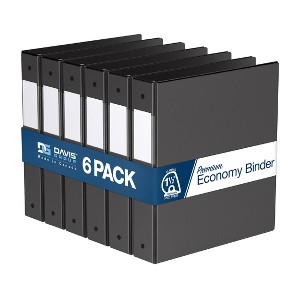 Davis Group 6pk 1.5" Premium Economy Round Ring Binders Black: Polypropylene, D Rings, 350 Sheet Capacity, 2 Pockets - 1 of 4