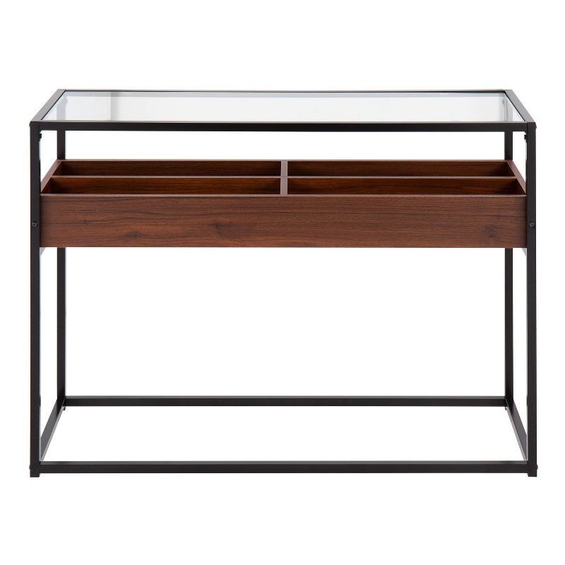 Display Tempered Glass/Steel/Wood Console Table Black/Walnut - LumiSource, 5 of 11