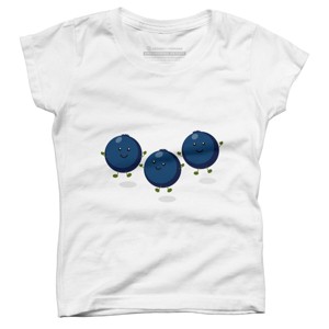 Girl's Design By Humans Cute happy blueberries purple cartoon illustration By thefrogfactory T-Shirt - 1 of 3
