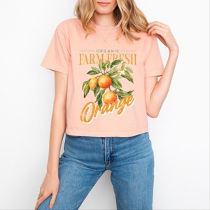 Simply Sage Market Farm Fresh Orange Watercolor Boxy Crop Top - 1 of 4