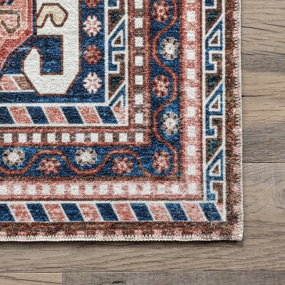 Eco-Friendly Bohemian Medallion 4' x 6' Blue Synthetic Rug