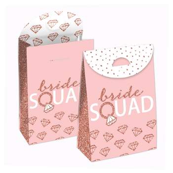 Big Dot of Happiness Bride Squad - Rose Gold Bridal Shower or Bachelorette Gift Favor Bags - Party Goodie Boxes - Set of 12