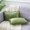 Unique Bargains Farmhouse Bedroom Decorative Velvet Pompoms Fringe Throw Pillow Covers 2 Pcs - 2 of 4