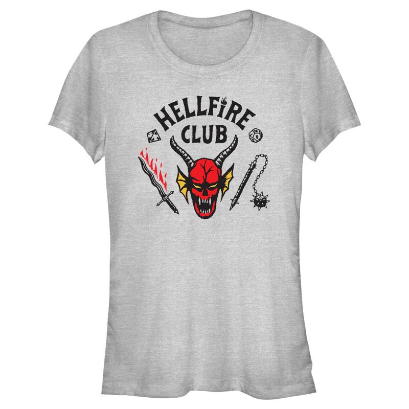Juniors Womens Stranger Things Welcome to the Hellfire Club T-Shirt, 1 of 5