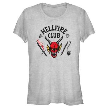 Juniors Womens Stranger Things Welcome to the Hellfire Club T-Shirt
