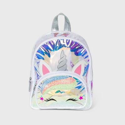 Girls' Iridescent Jelly with Unicorn Pocket Backpack - Cat & Jack™ Silver