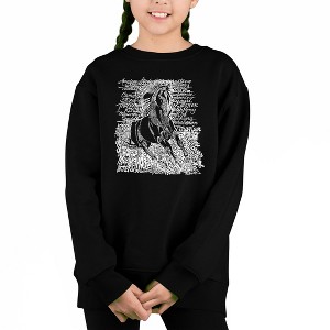 LA Pop Art Popular Horse Breeds - Girl's Word Art Crewneck Sweatshirt - 1 of 3