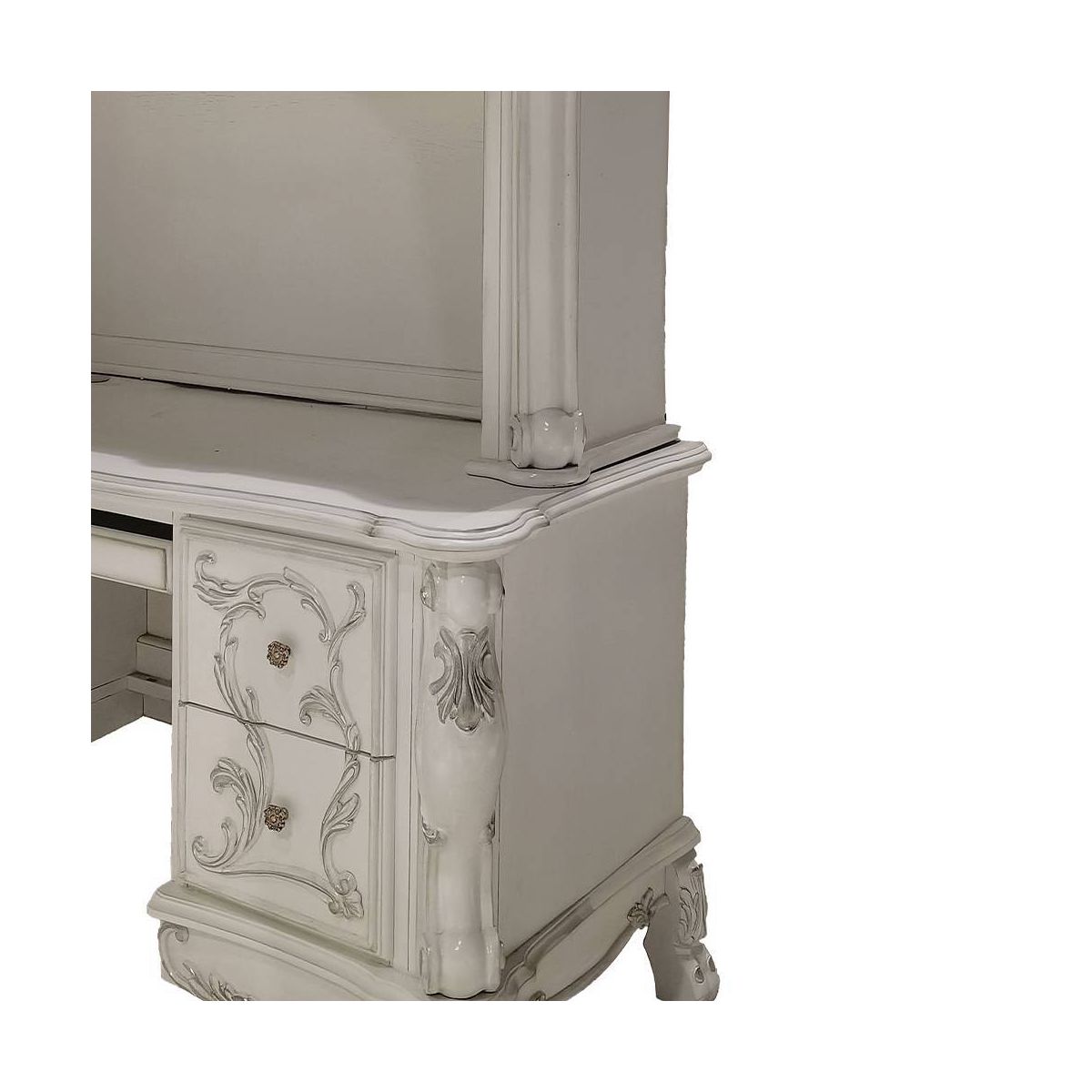 88" Dresden Desks Bone White Finish - Acme Furniture: Claw Feet, Decorative Moldings, Storage Hutch - thumbnail 2